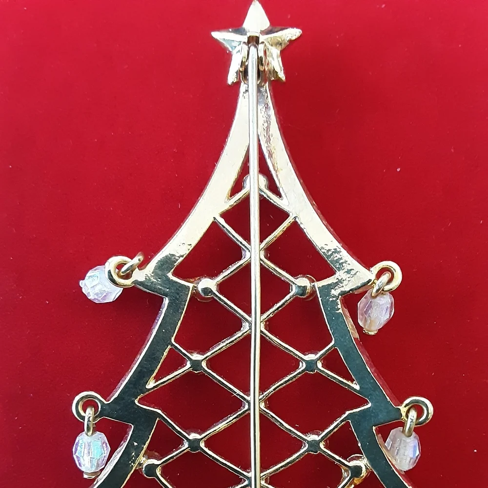 AVON 2005 2nd Annual Rhinestone Christmas Tree Holiday Brooch Vtg/NIB
